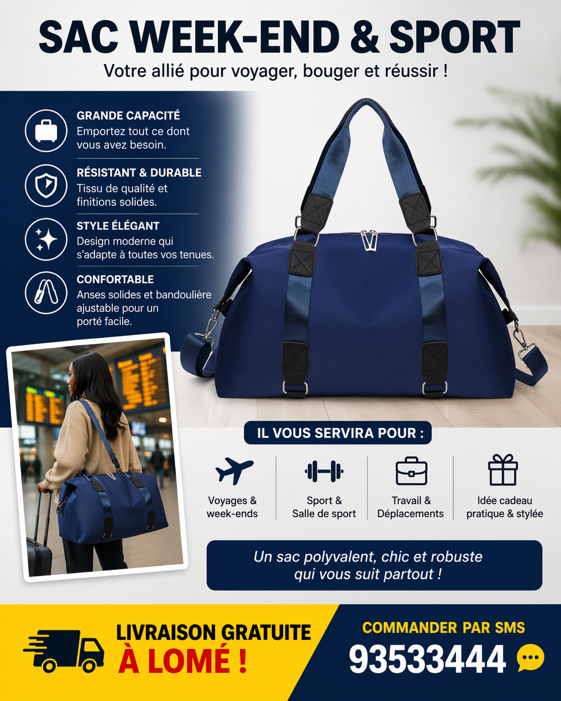 Sac Week-end & Sport Multifonction – Élégant, Résistant et Ultra Pratique